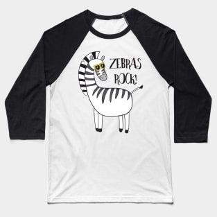 Zebras Rock! Cute Funny Zebra Baseball T-Shirt